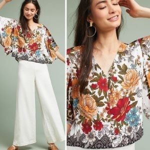 Farm Rio Reyna Floral flowy sleeve Blouse Anthropologie women’s size XS